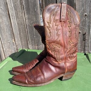 Lucchese 1883 N7698 Women's Western Cowboy Boots Brown Leather Snip Toe